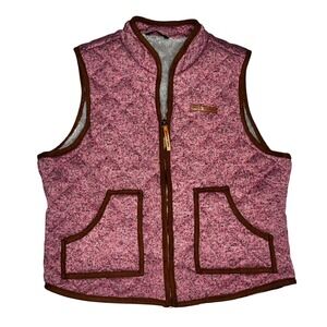 Simply Southern Quilted Vest Pink Herringbone Sherpa Lined‎ Women Size Lg Warm